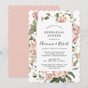 Invitation Dîner Rustique Rustique Floral Rose Dusty Inv