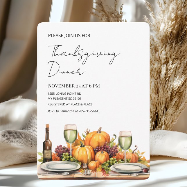 Invitation Dîner Rustique Thanksgiving | Récolte d'automne (Créateur téléchargé)