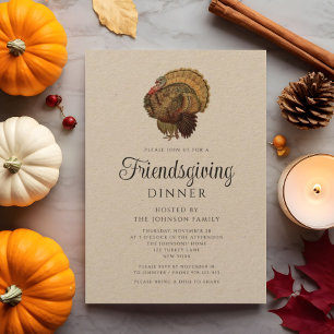 Invitation Dîner rustique Vintage Turquie Friendsgiving