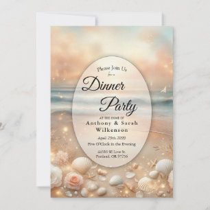 Invitation Dîner Seaside Sparkle et Sunset Dreams