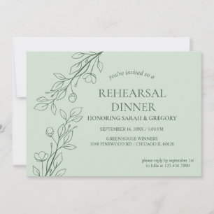 Invitation Dîner simple Boho Floral Sage Vert Répétition