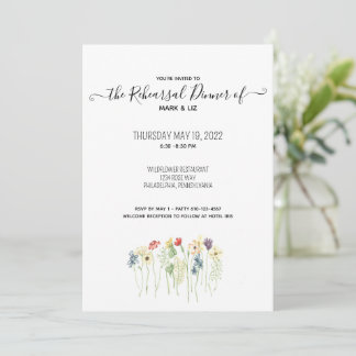 Invitation Dîner simple de répétition Fleur sauvage Invitatio