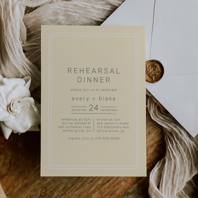 Invitation Dîner simple de répétition jaune neutre (AVERY Simple Neutral Yellow Rehearsal Dinner Invitation)