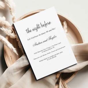 Invitation Dîner simple de répétition Mariage noir et blanc