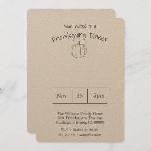 Invitation Dîner simple écrit à la main Citrouille Friendsgiv