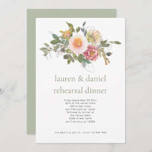 Invitation Dîner simple Floral Sage Green Mariage