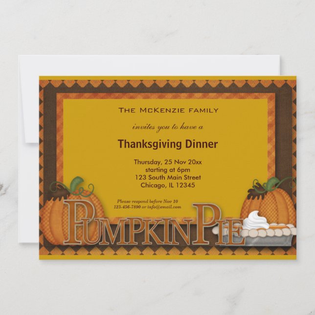 Invitation Dîner Thanksgiving (Devant)