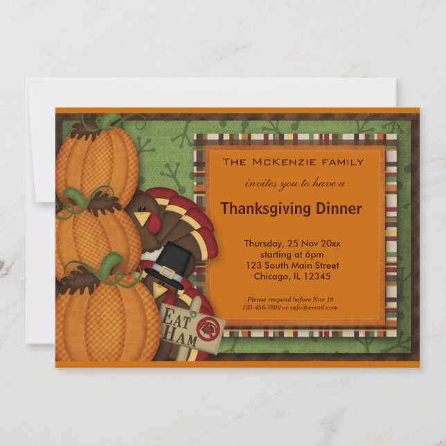 Invitation Dîner Thanksgiving (Devant)