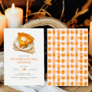 Invitation Dîner Thanksgiving Aquarelle Citrouille tarte et p