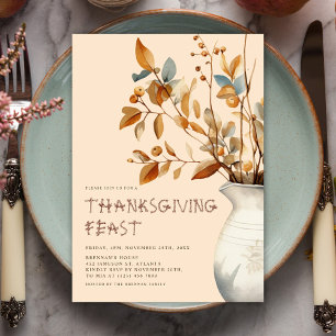 Invitation Dîner Thanksgiving Automne Convivial