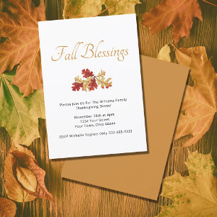 Invitation Dîner Thanksgiving Automne Russe Rouge or Feuilles