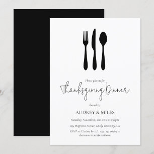 Invitation Dîner Thanksgiving Chic Moderne