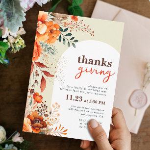 Invitation Dîner Thanksgiving floral
