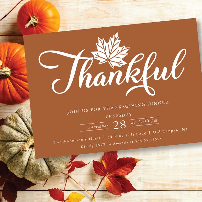 Invitation Dîner Thanksgiving Moderne (Créateur téléchargé)