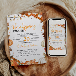 Invitation Dîner Thanksgiving  Rassemblement de la famille de