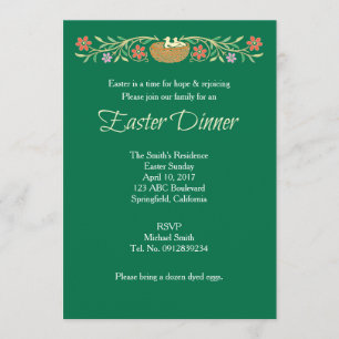 Invitation Dîner traditionnel de Pâques Floral