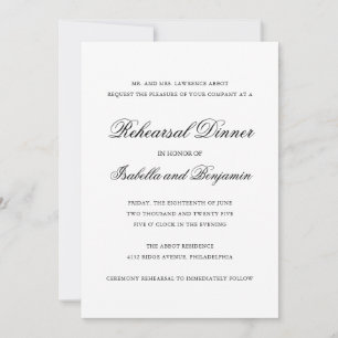 Invitation Dîner traditionnel de répétition noir et blanc