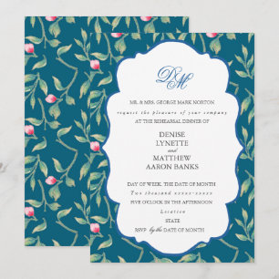 Invitation Dîner Turquoise de répétition bleue