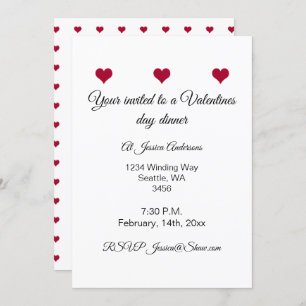 Invitation Dîner valentin au coeur rouge