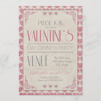 Invitation Dîner vintage de Saint-Valentin