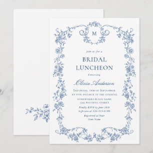 Invitation DÎNER VITALE Orné Grace Dusty Bleu BRIDAL
