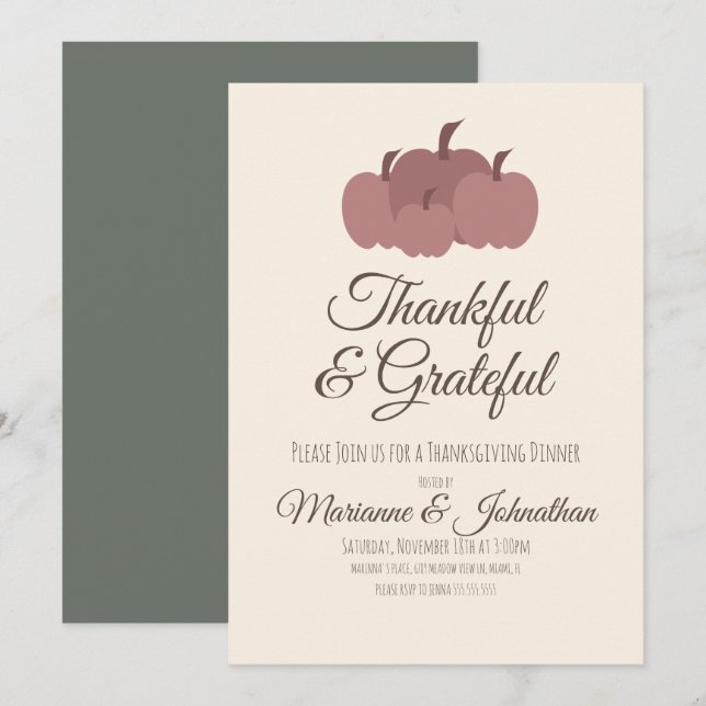 Invitation Dîners de Thanksgiving en famille avec des citroui (Devant / Derrière)