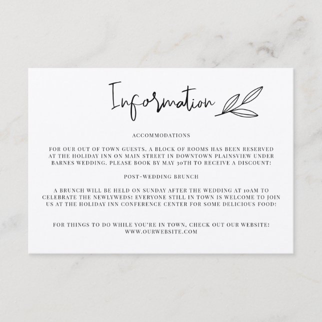 Invitation d'informations de Mariage rustique Inse (Devant)