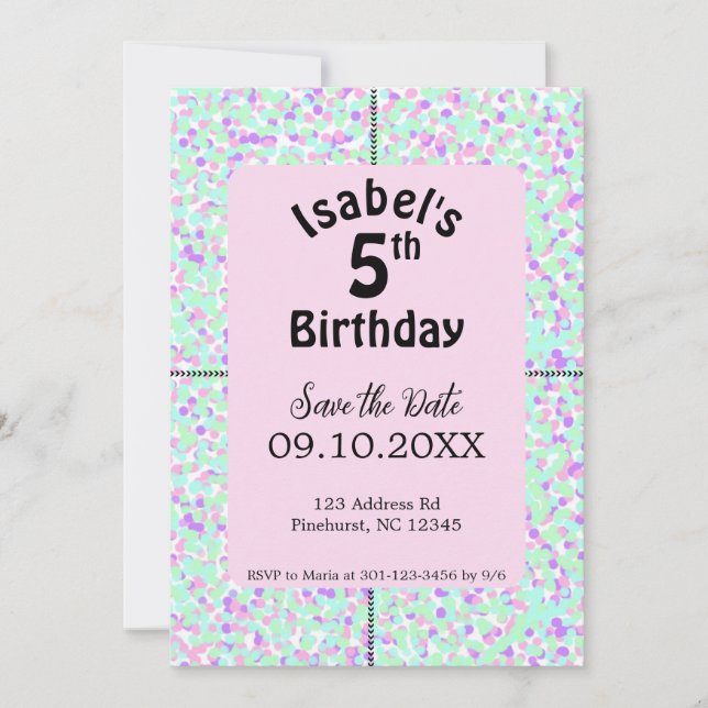 Invitation d'initiation à pois pour l'anniversaire (Devant)