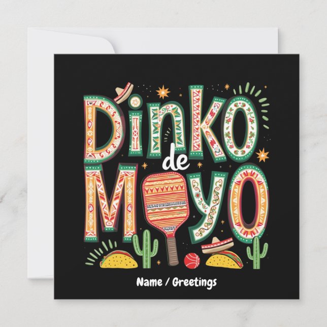 Invitation Dinko de Mayo Funny Cinco de Mayo Pickleball Pun (Devant)
