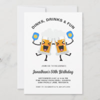 Dinks & Boissons Beer Mugs Pickleball fête d'anniv