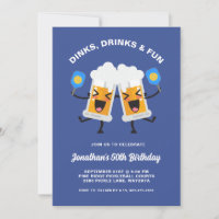Dinks & Boissons Beer Mugs Pickleball fête d'anniv