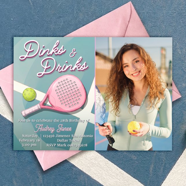 Invitation Dinks et Boissons - Anniversaire Pickleball avec P (Créateur téléchargé)