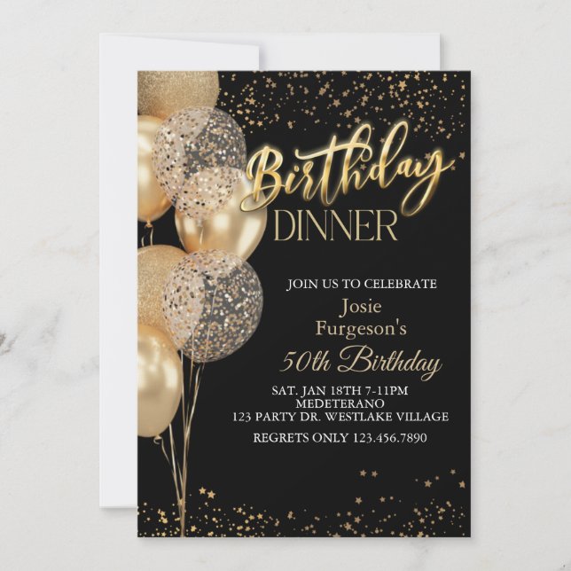 Invitation Dinner Party, Any Age, Birthday Dinner (Devant)