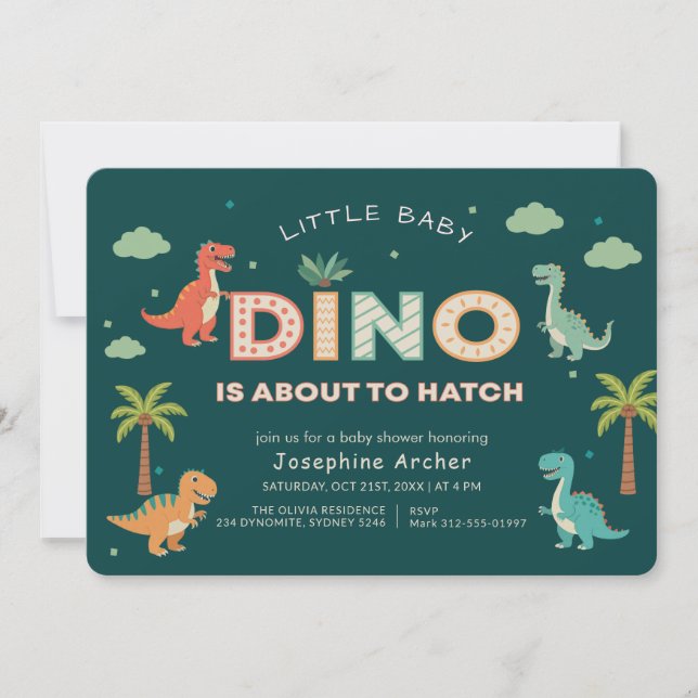 Invitation Dino à l'approche de l'éclosion Fête prénatale de  (Devant)