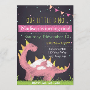 Invitation Dino Anniversaire (fille)