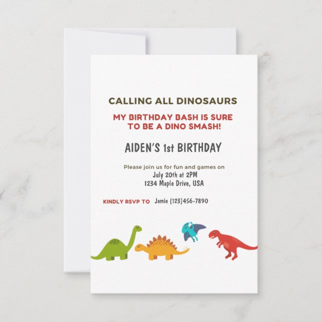 Invitation Dino Bash (Devant)
