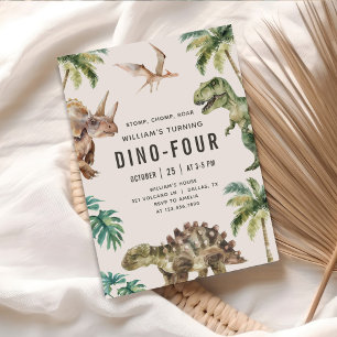 Invitation Dino-Four Dinosaur 4e anniversaire
