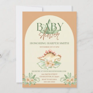 Invitation Dino Genre Neutre Baby shower