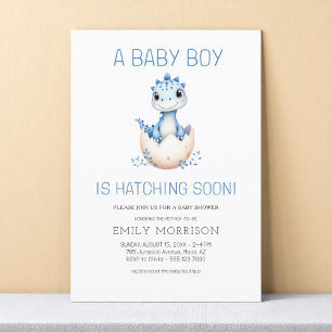 Invitation Dino Hatching Bientôt Dinosaur Baby Boy Douche