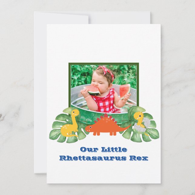 Invitation Dino-Mite 1er Anniversaire - Dinosaur Photo Invita (Dos)