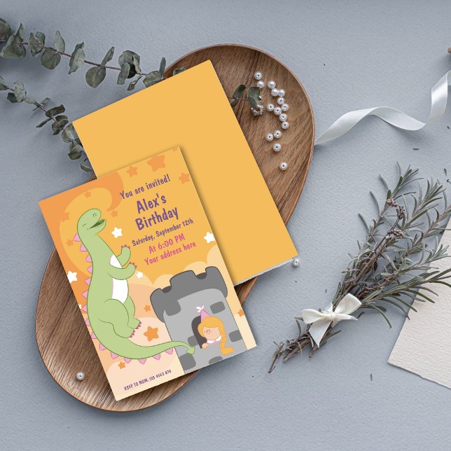 Invitation Dino-mite Anniversaire Bash ! Dinosaure à main (Roar Into Fun Dinosaur Birthday Invitation)