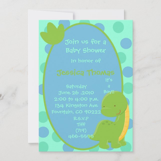 Invitation Dino, nous joignent pour la douche aBaby, en (Devant)