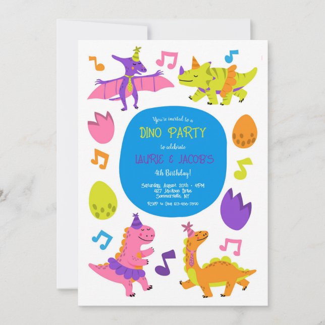 Invitation Dino Party (Devant)