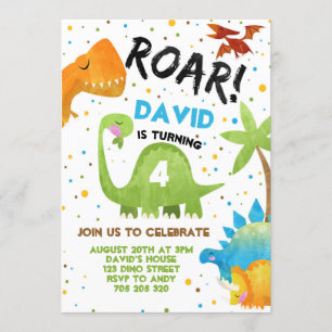 Invitation Dino Party Boy Dinosaur Jungle Anniversaire