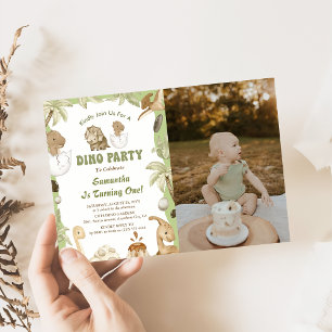 Invitation Dino Party   Cute Dinosaures Premier Anniversaire