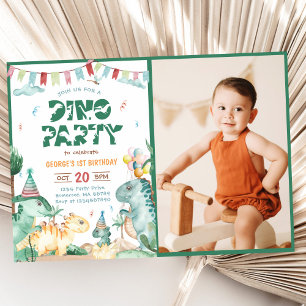 Invitation Dino Party Cute Dinosaures Premier anniversaire Ph