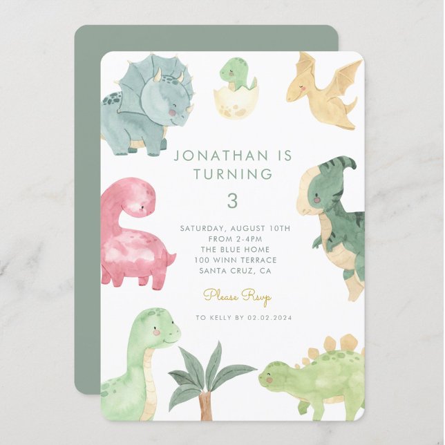 Invitation Dino Party Dinosaur Anniversaire (Créateur téléchargé)