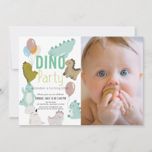 Invitation Dino Party Dinosaur Boy Photo 1er anniversaire