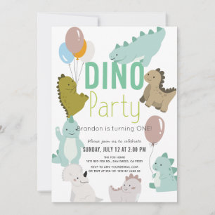 Invitation Dino Party Dinosaur garçon 1er anniversaire