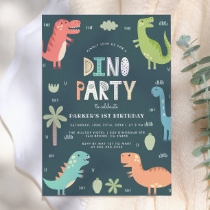 Invitation Dino Party Dinosaures mignons Premier Anniversai